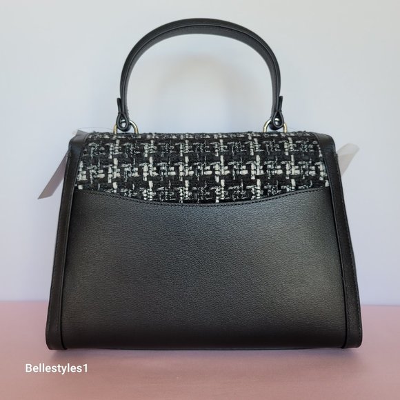 KATE SPADE Katy Tweed Medium Top Handle Bag-Black Multi - Picture 6 of 16